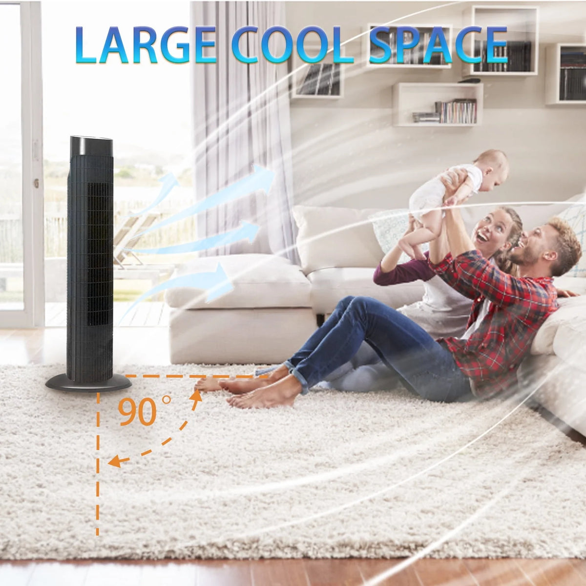 Quiet Portable Standing Tower Fan with 7.5H Timer, 3 Speeds, 32 Inch Oscillating L830