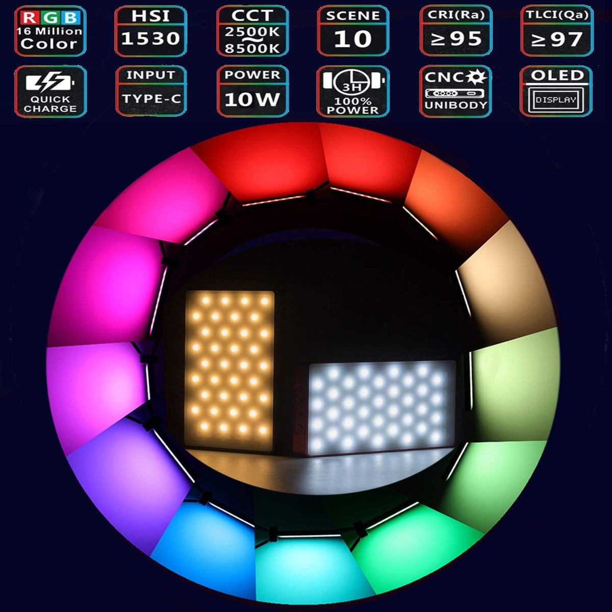 RGB Camera Video Light Panel with Battery Pack of 2 N81375