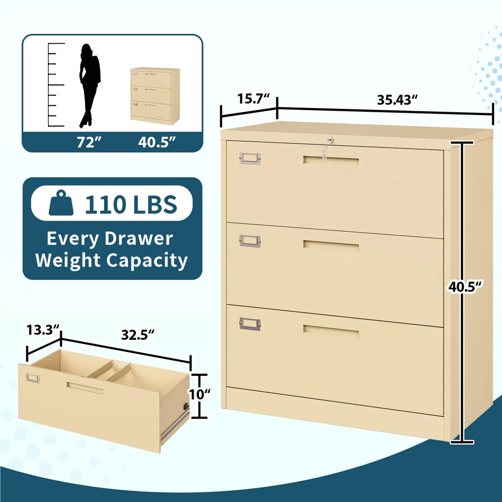 3 Drawer Metal File Cabinet with Lock G4675
