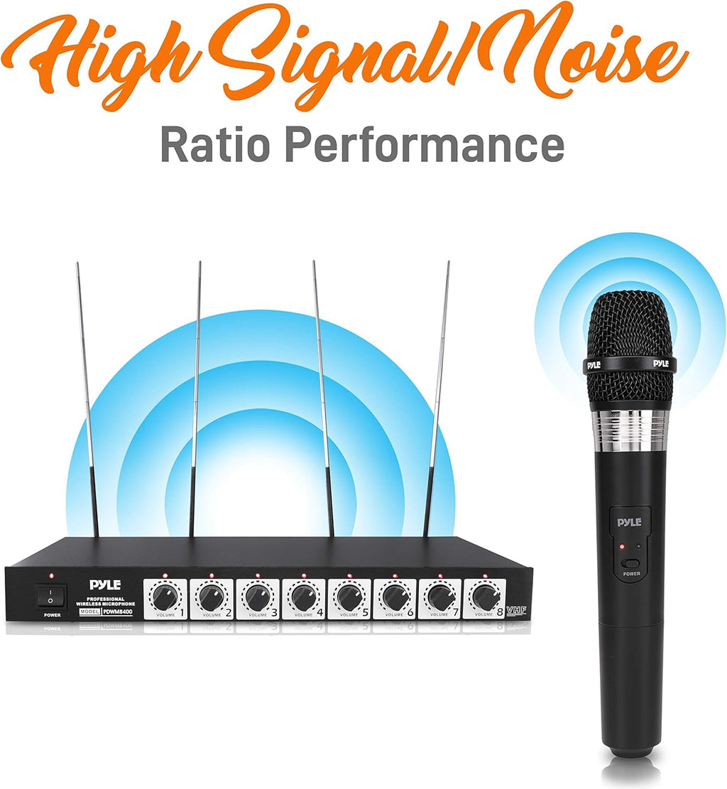 8 Channel Wireless Microphone System with 8 Handheld Microphones L136