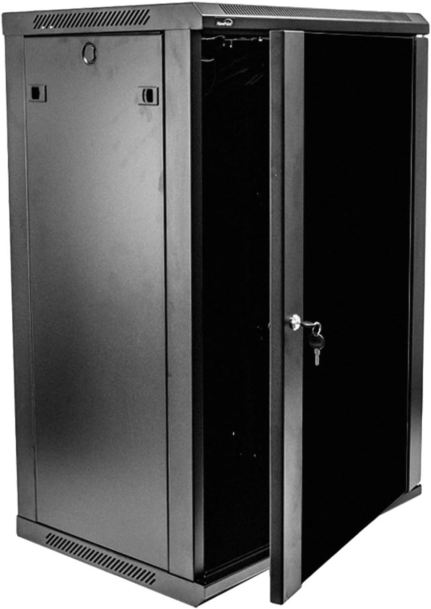 18U Wallmount Cabinet Enclosure 19-Inch Server Network Rack with Locking Glass Door Black K69930