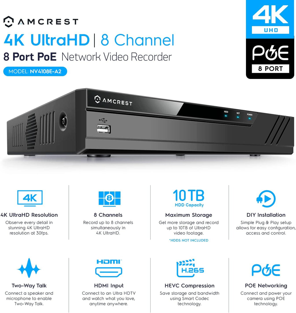 4K 8CH POE Network Video Recorder Y554265