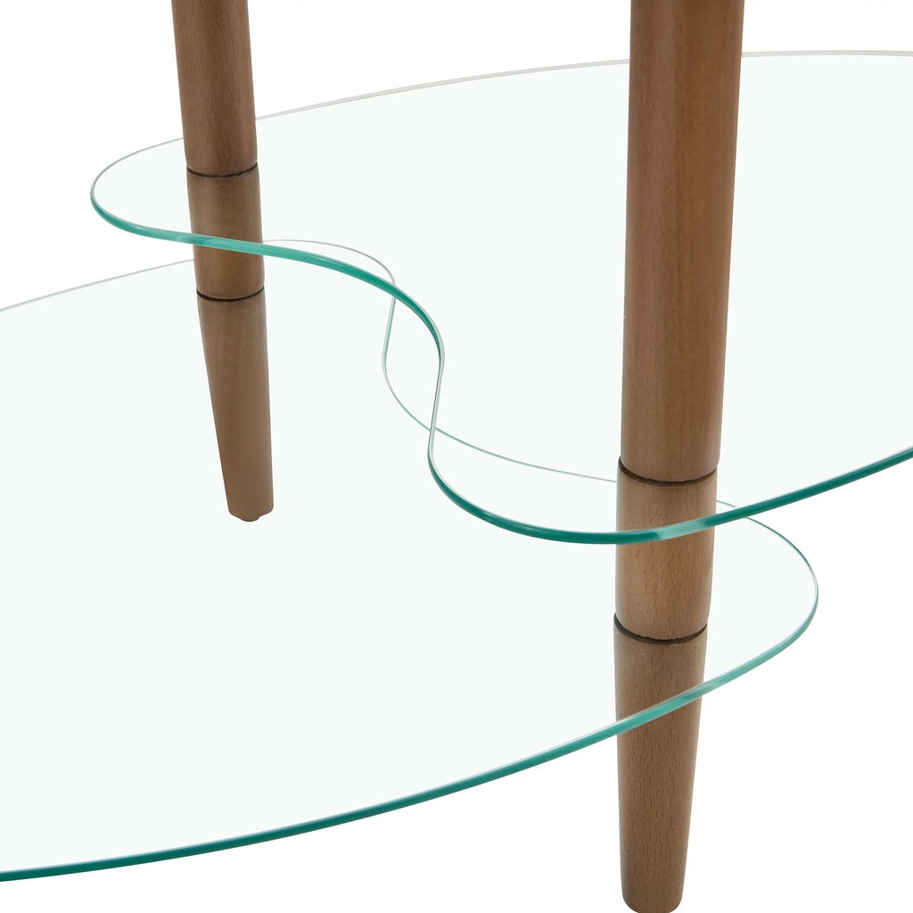 Oval Glass Coffee Table with Storage I1161