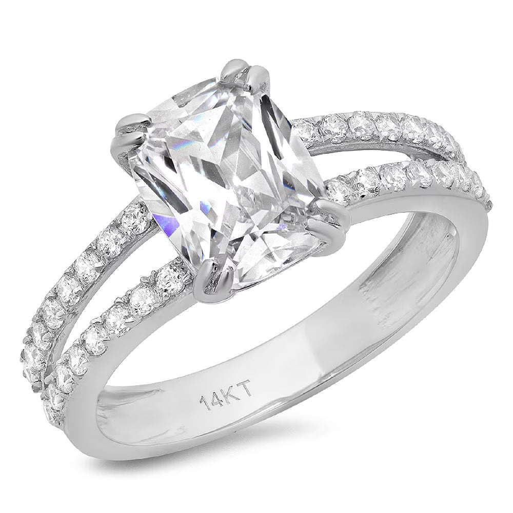 14K White Gold Cushion Cut Cultured Diamond Engagement Ring O526683
