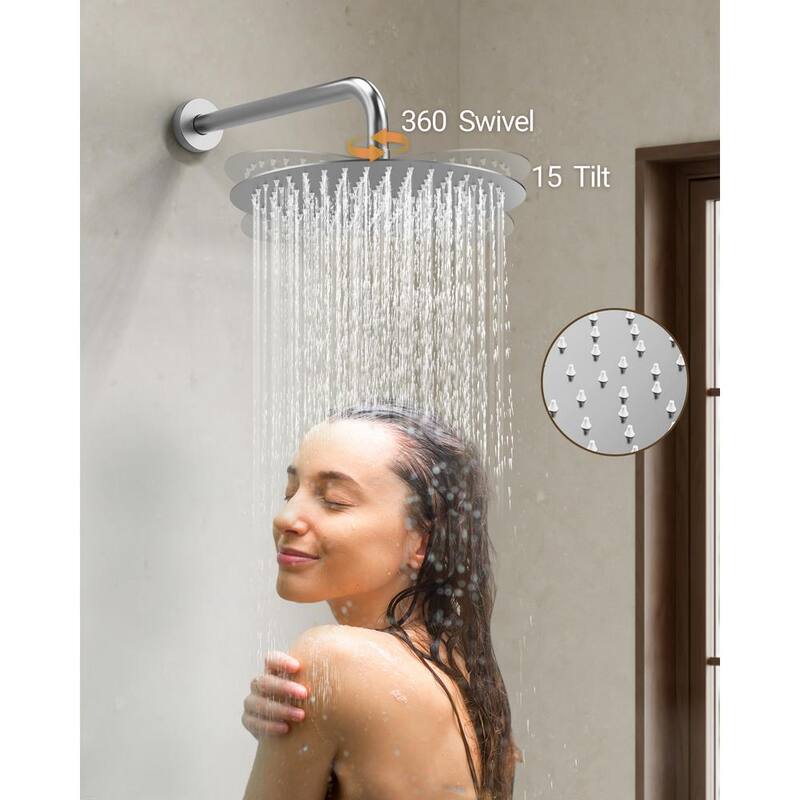 10 in. 3-Spray Wall Mount Shower Head and Tub Faucet 2.5 GPM Brushed Nickel F23735