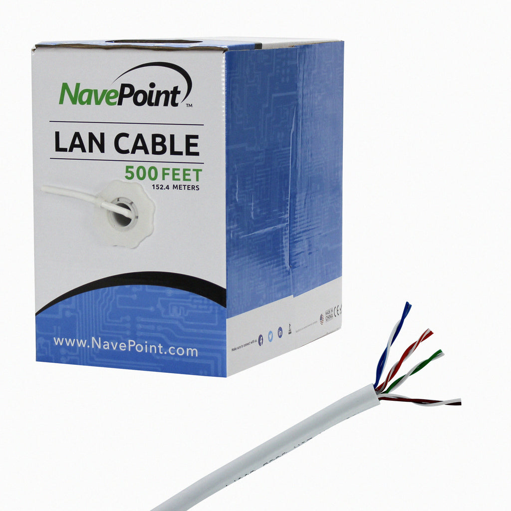 Cat6 Bulk Network Cable Ethernet UTP CCA 500 ft White T78999