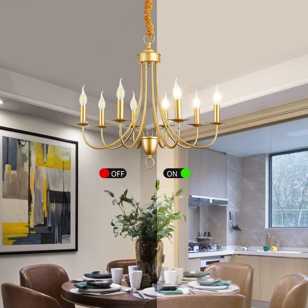 Gold Farmhouse 8 Lights Candle Chandelier N447826