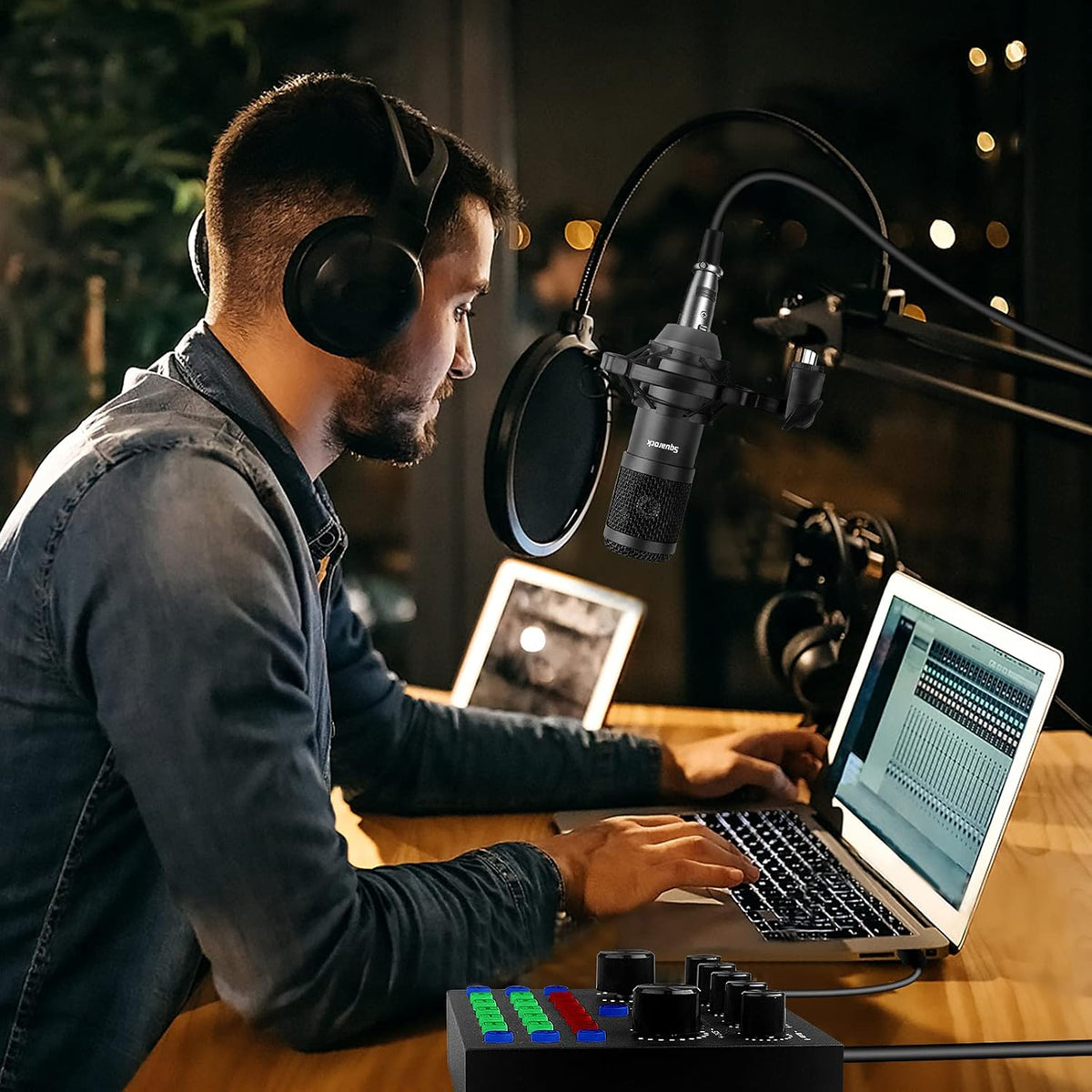 Podcast Equipment Bundle, Audio Interface with DJ Mixer and Studio Broadcast Microphone, Pack of 2 Y161