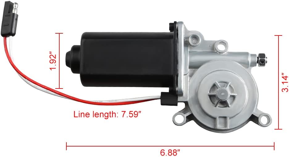 RV Awning Motor Replacement with Single 2-Way Connector, 12-Volt DC, 75-RPM N53979