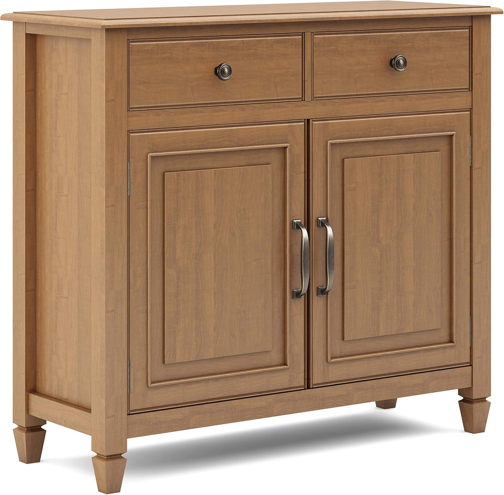 Distressed Grey Solid Wood Storage Cabinet with 2 Drawers and 2 Doors J3544
