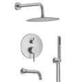 10 in. 3-Spray Wall Mount Shower Head and Tub Faucet 2.5 GPM Brushed Nickel F23735