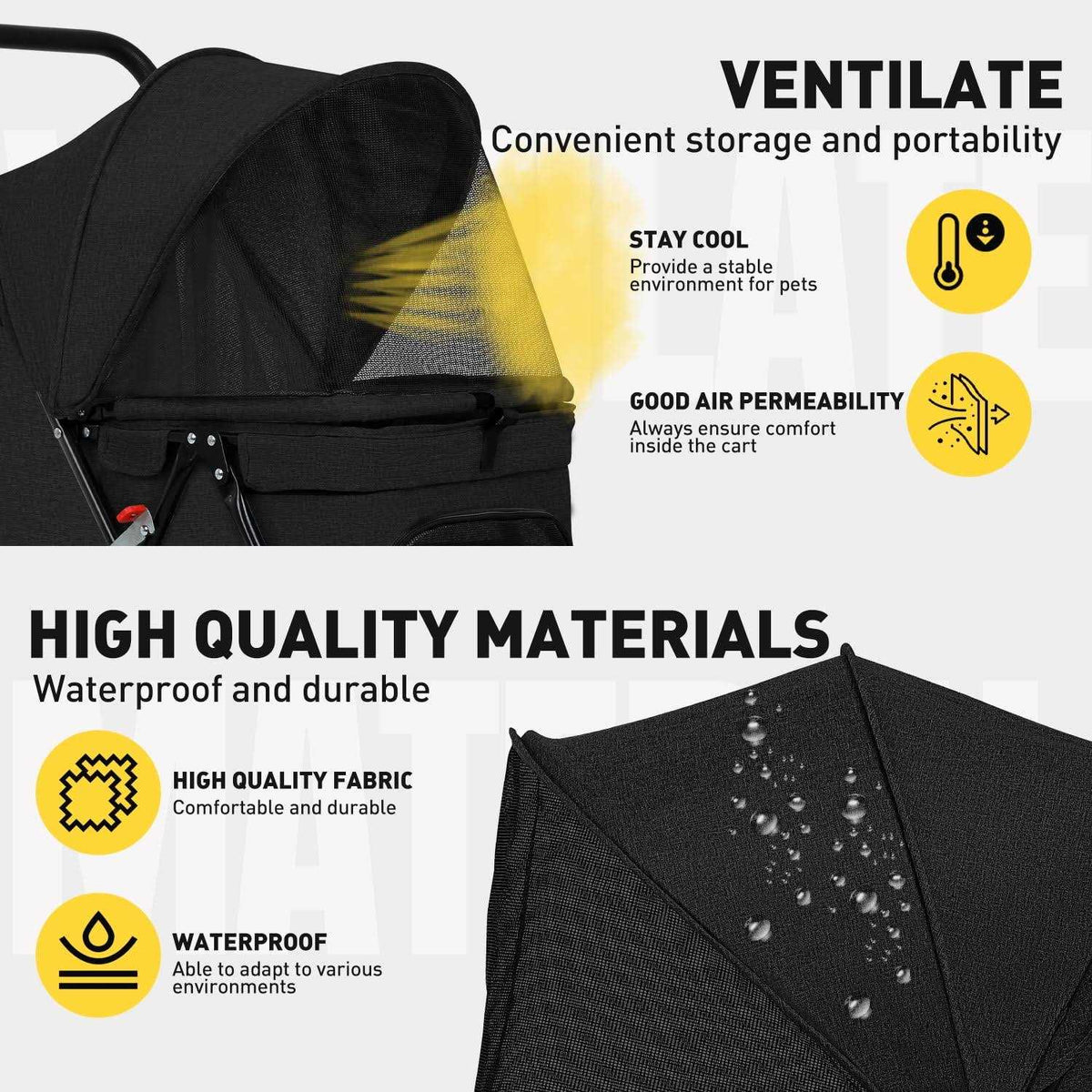 Foldable Mesh Pet Stroller E834505