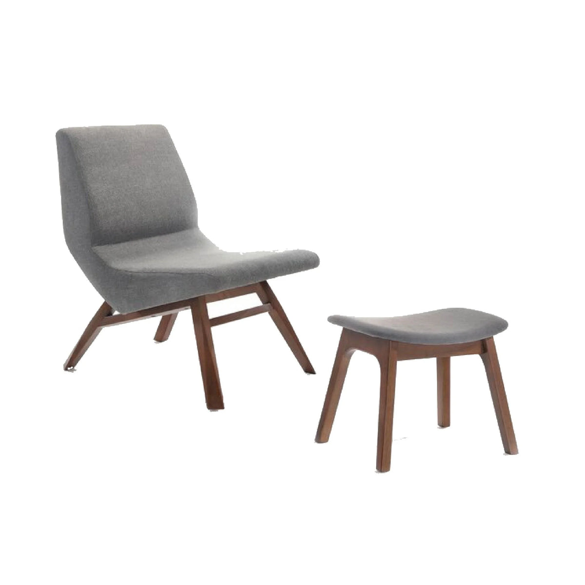 Walnut Gray Wood Side Chair with Ottoman X674
