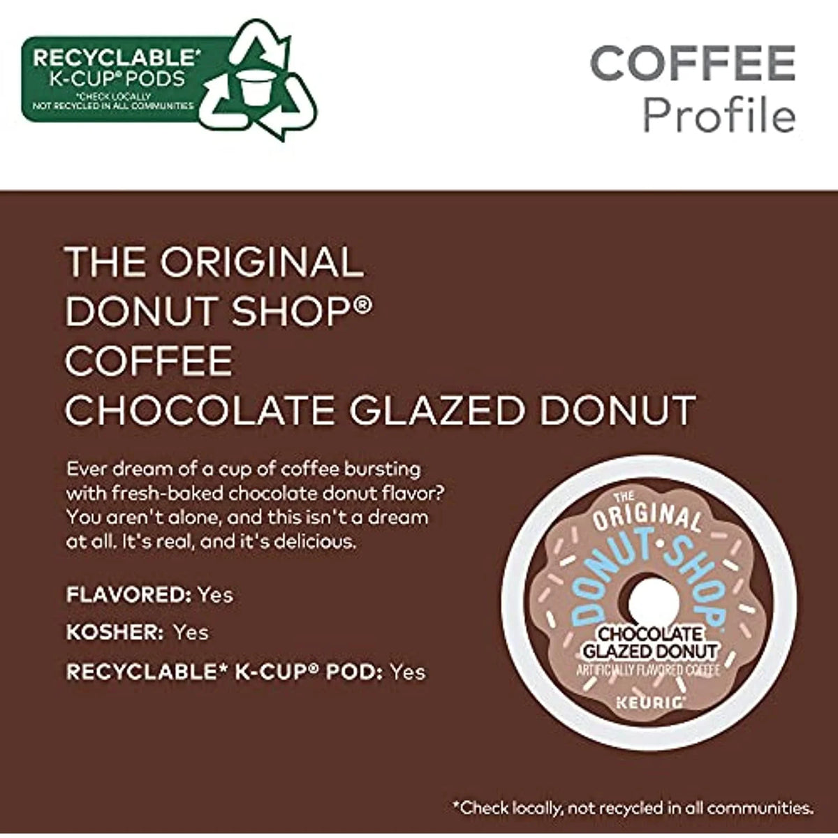 Chocolate Glazed Donut Medium Roast Coffee, 72 Count R619