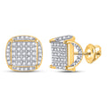 10kt Yellow Gold Diamond Square Stud Earrings 1/3 Cttw Y216696