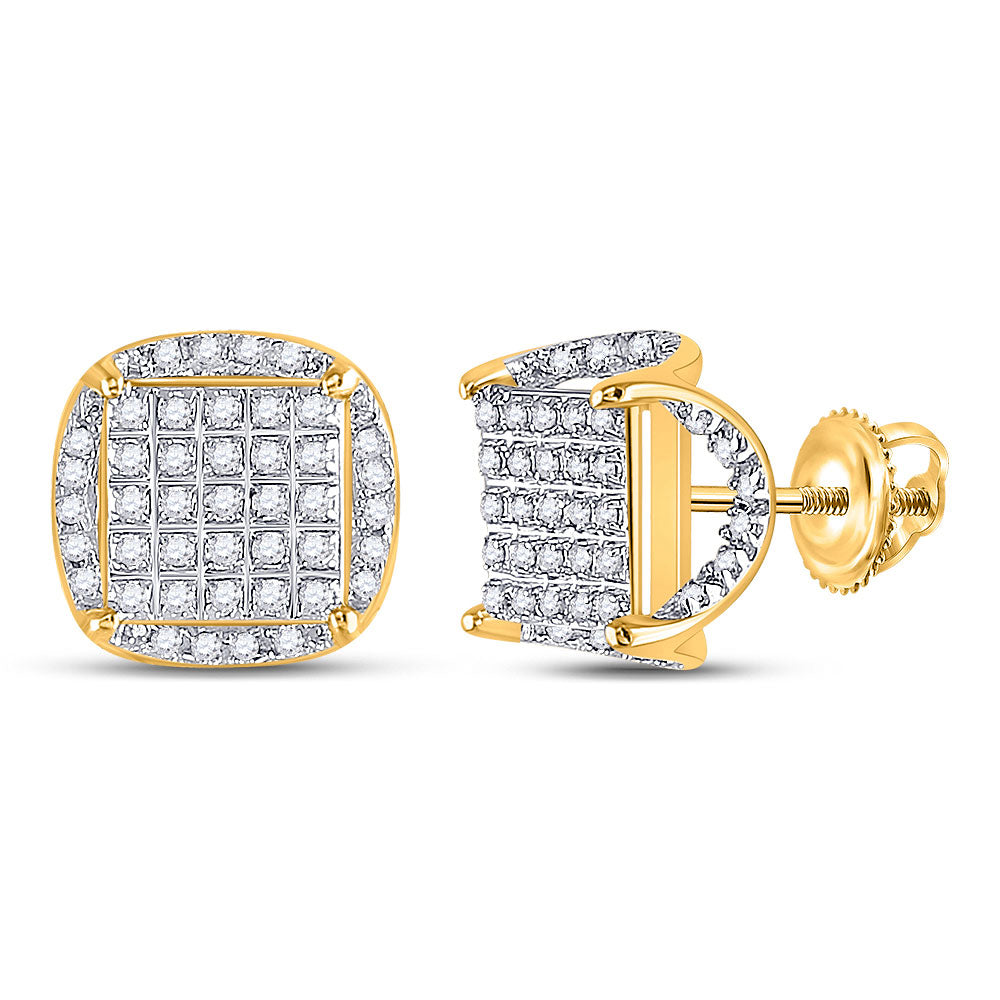 10kt Yellow Gold Diamond Square Stud Earrings 1/3 Cttw Y216696