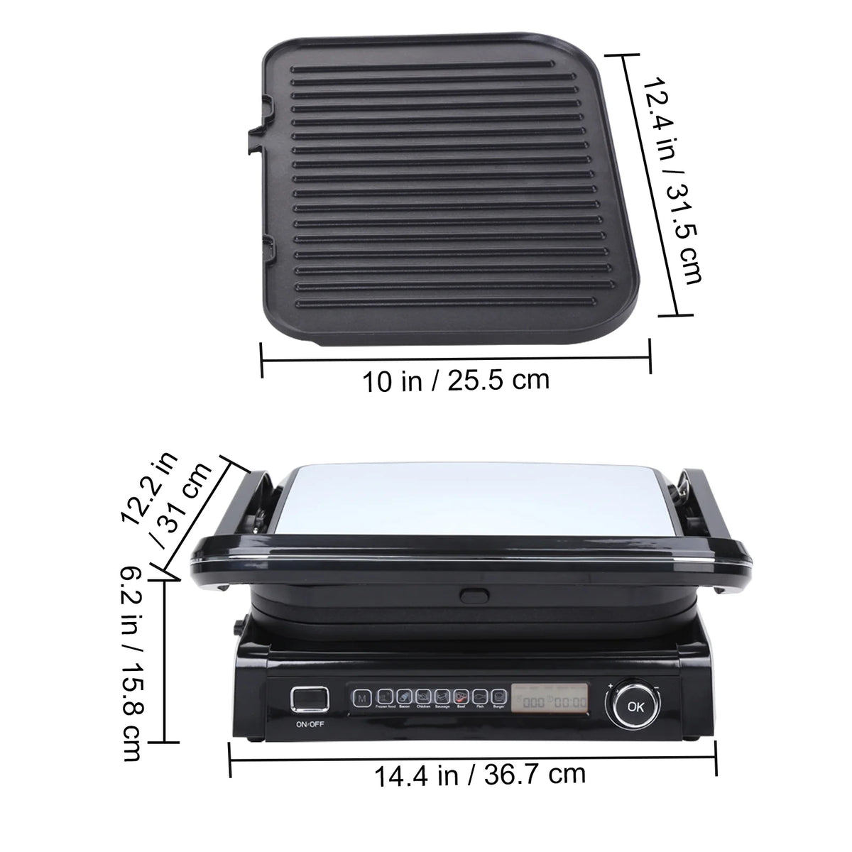 14.4" Commercial Electric Countertop Griddle Hot Plate 1.8KW BBQ Grill W55151