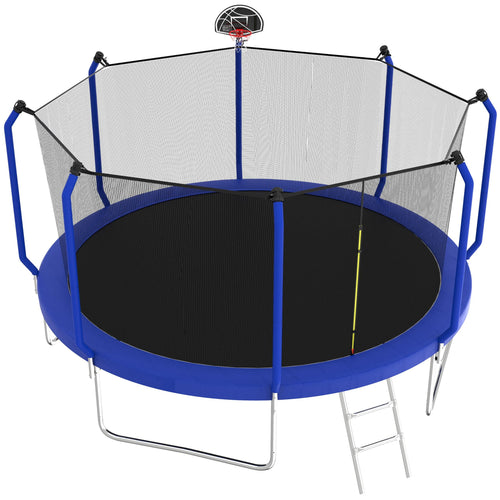 14FT Trampoline with Enclosure, Ladder, Basketball Hoop, Ball L964