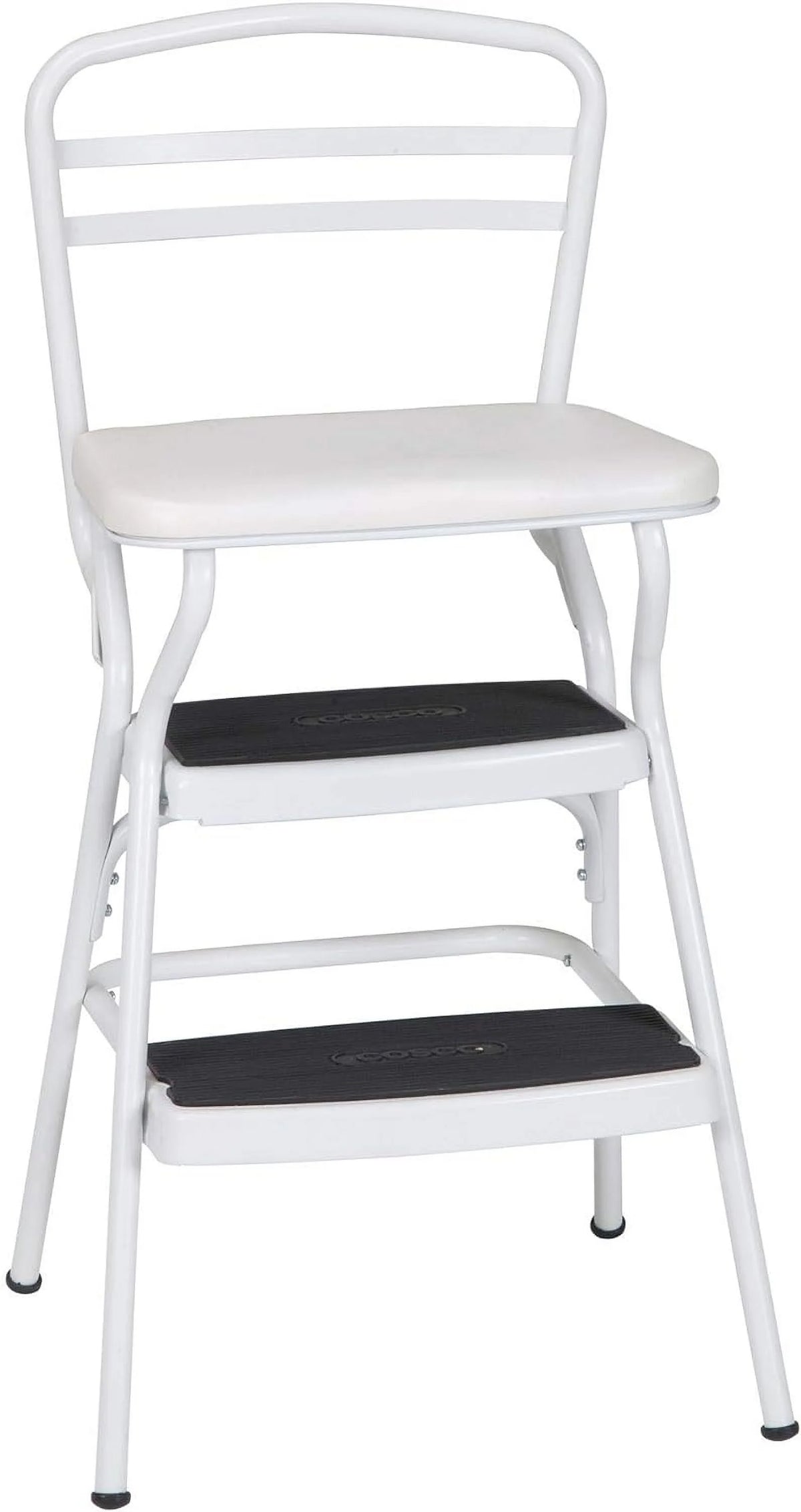 White Retro Counter Chair Step Stool with Lift-up Seat W897430