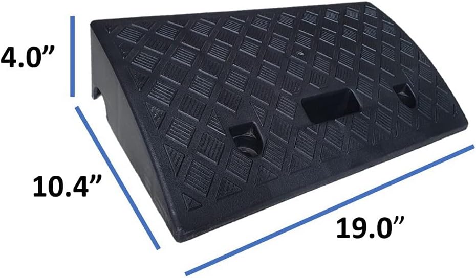 Portable Plastic Curb Ramp 2 PC Heavy Duty Lightweight Threshold Ramp with 4 Mounting Bolts L3322