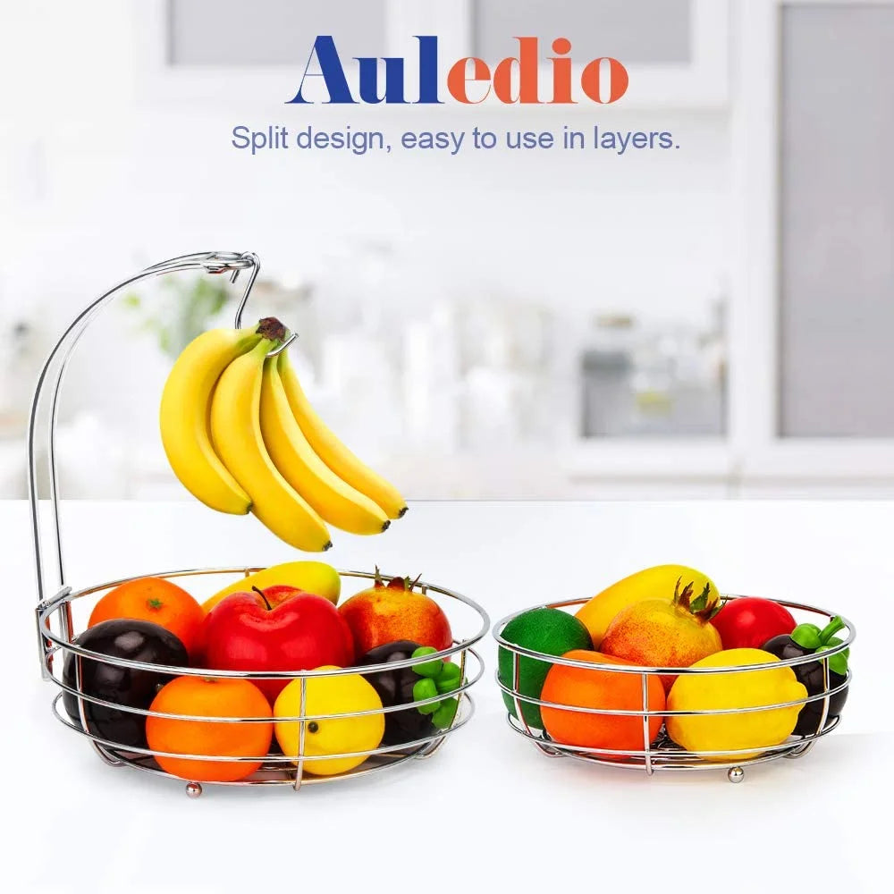 2 Tier Metal Wire Fruit Basket with Banana Hanger O5038