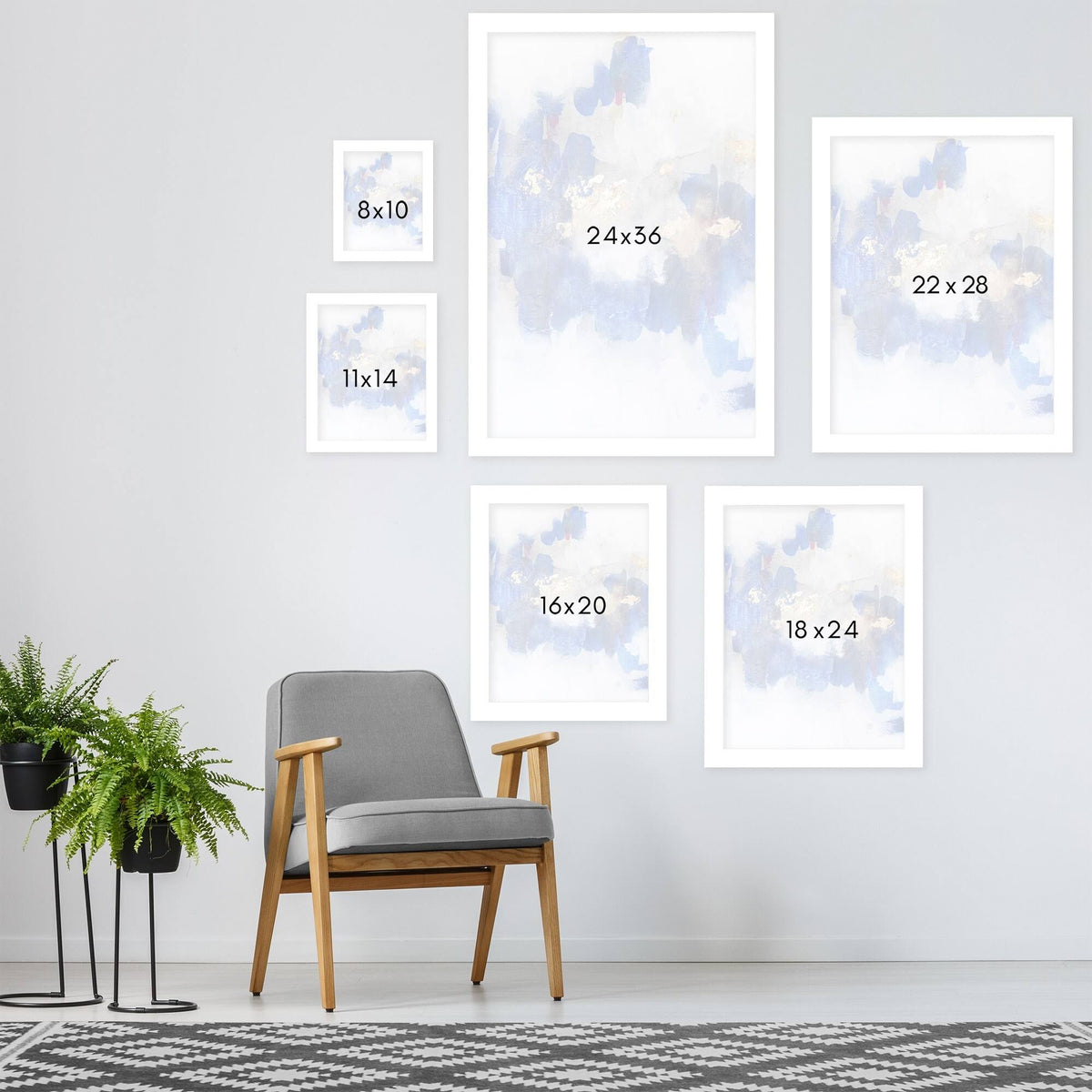2 Piece White Framed Print Set S15958