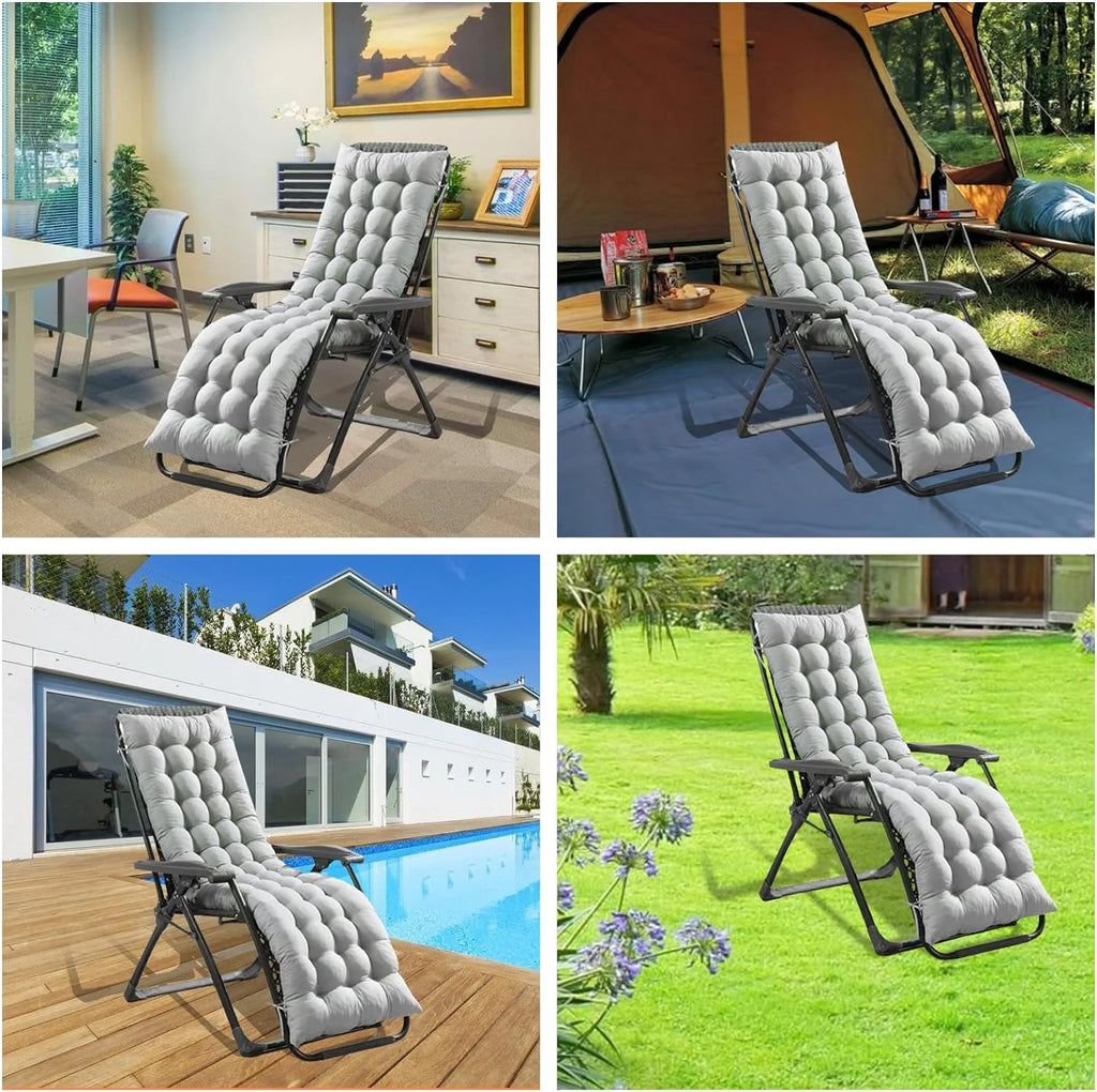61in Gray Padded Patio Lounger Cushion X234924