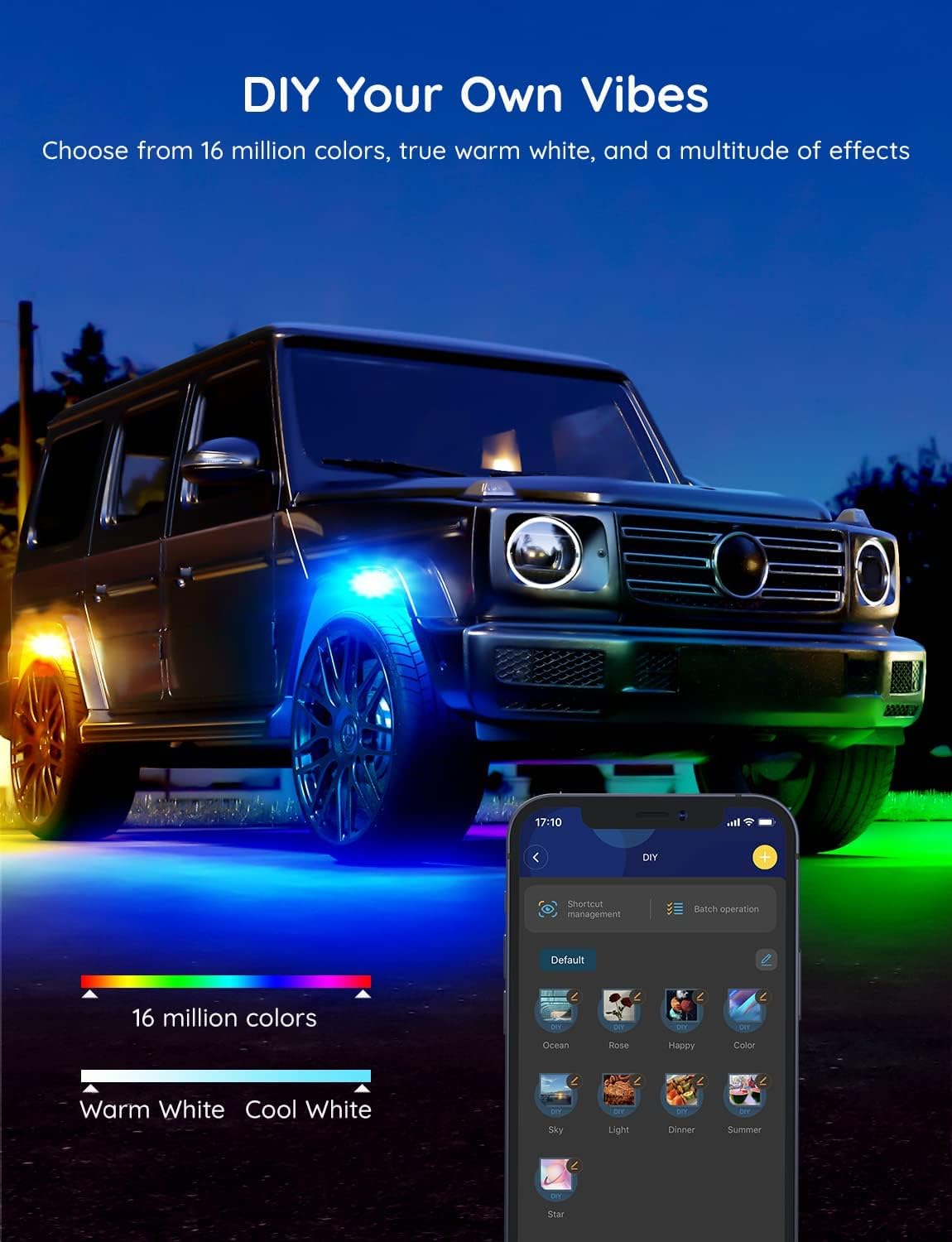 RGBIC Car Underglow Lights, 8 Pods, IP67 Waterproof, DC 12V G9828