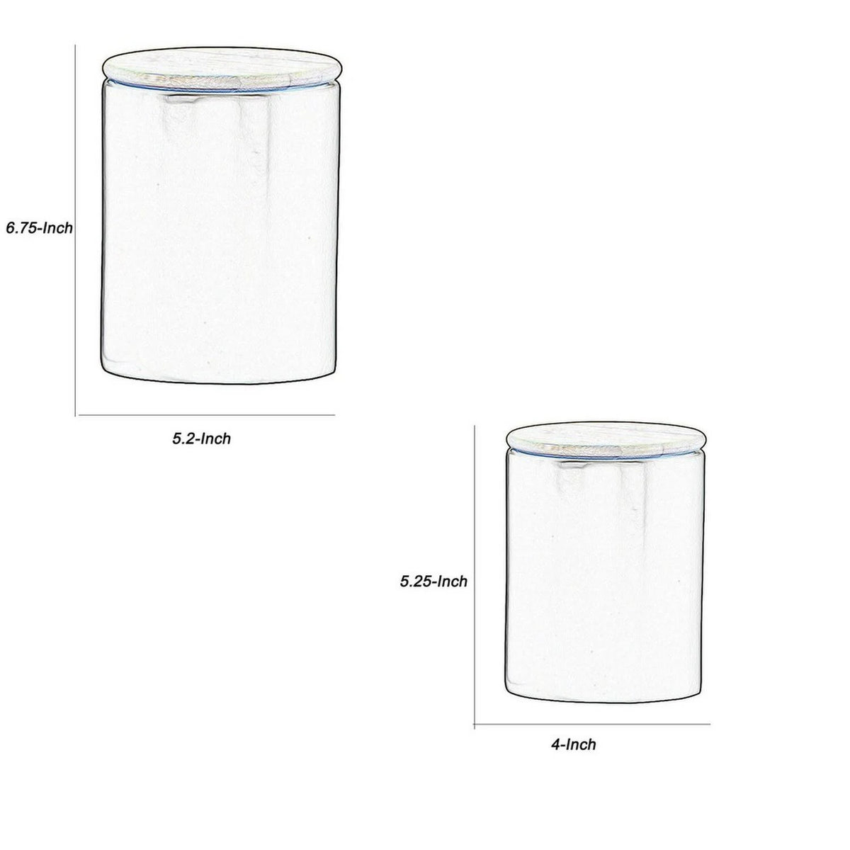 Dual Tone Round Ceramic Canister with Wooden Lid, Set of 2 Q61106