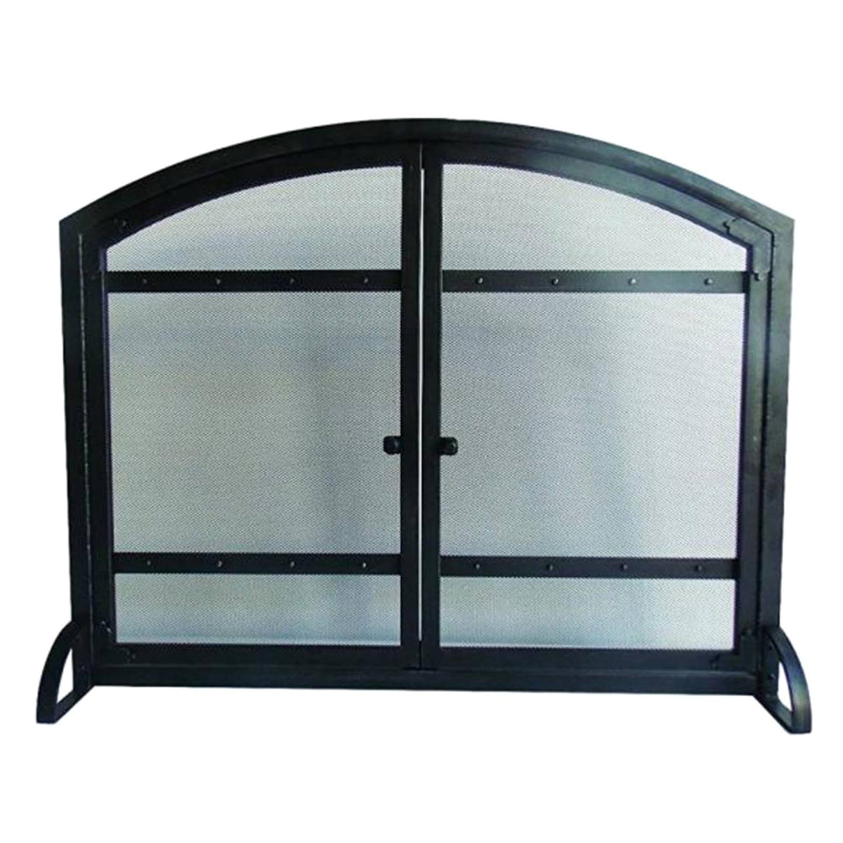 Antique Black 1-Panel Fireplace Screen with Doors F69524
