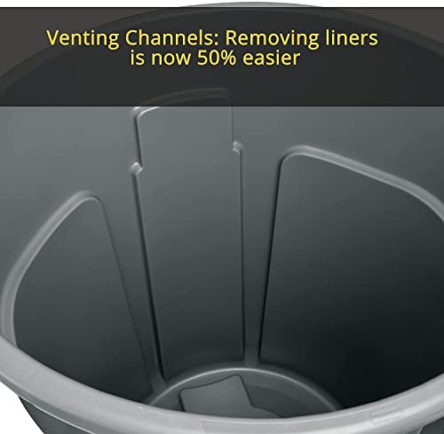 Round Plastic 32 gal Gray Container L5309