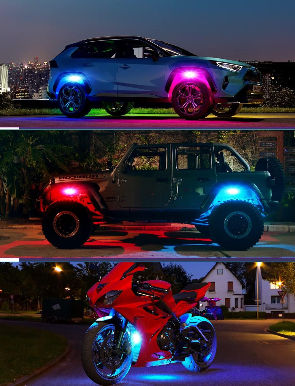 RGBIC Car Underglow Lights, 8 Pods, IP67 Waterproof, DC 12V G9828