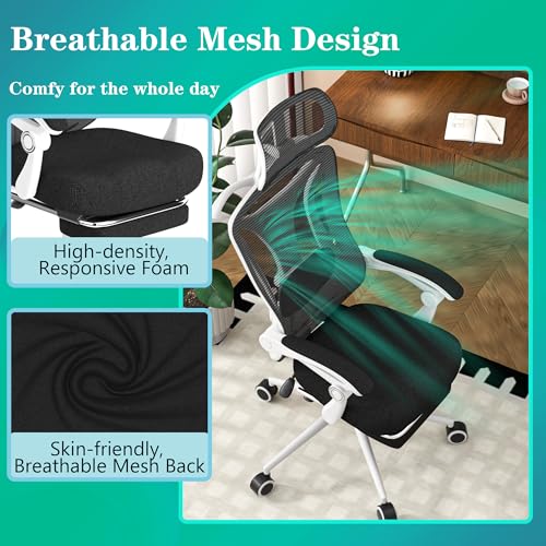Black Ergonomic Office Chair with Footrest X90040