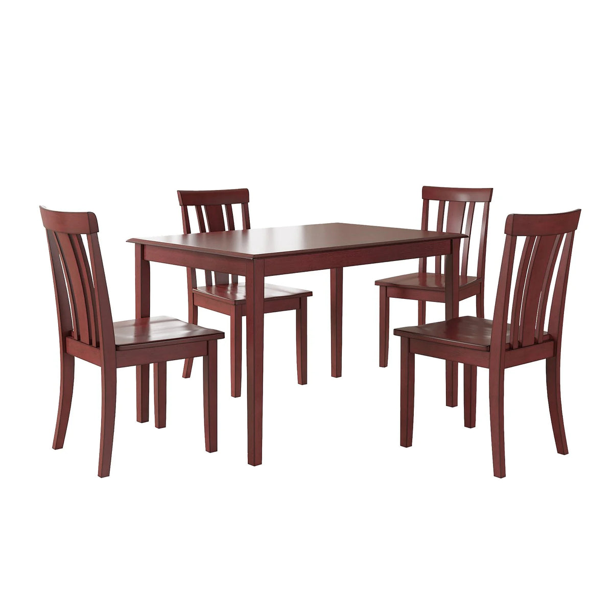 5-Piece Wood Dining Set with 4 Slat Back Chairs W806