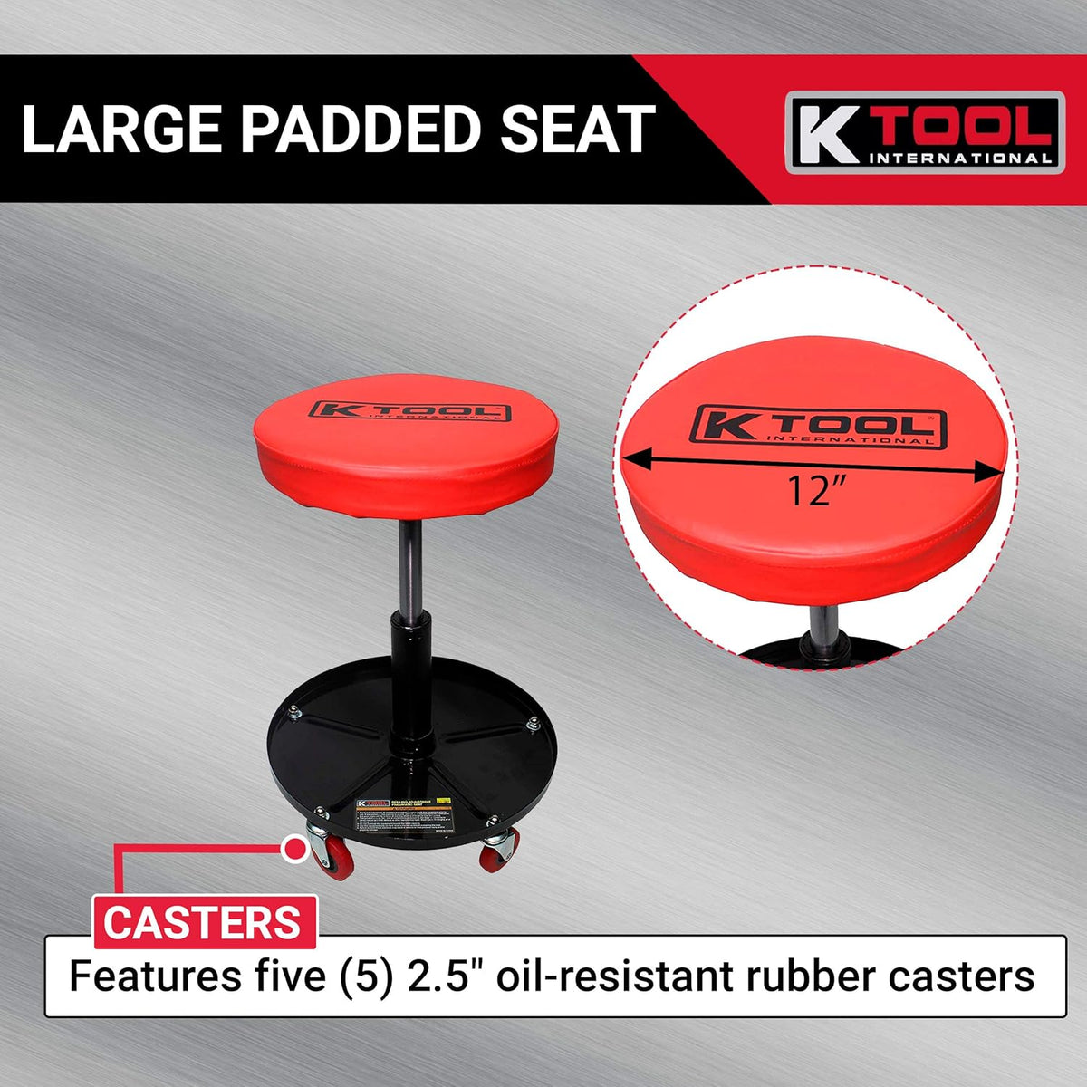 Adjustable Rolling Mechanic Seat with Pneumatic Lift, Padded Seat, Pack of 2 V39692