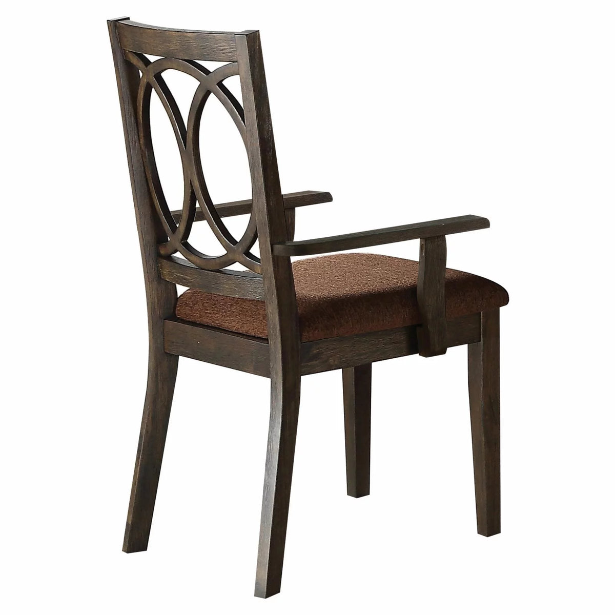 Brown Espresso Wood Upholstered Arm Chair Set of 2 E473