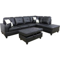 Right-Facing Sectional & Ottoman in Black T97275