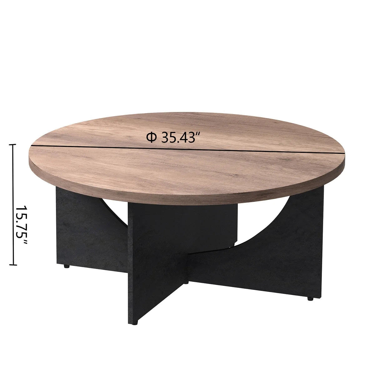 Modern Retro Round Coffee Table 35 Inches Rustic Brown M245697