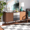 Walnut Brown and Grey Gradient Wood 2-Door Sideboard Buffet P4439