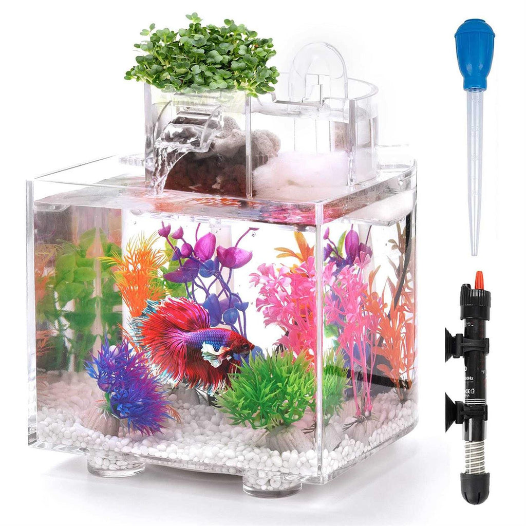 1.6 Gallon Betta Fish Tank Aquarium with Heater and Filter Z31911