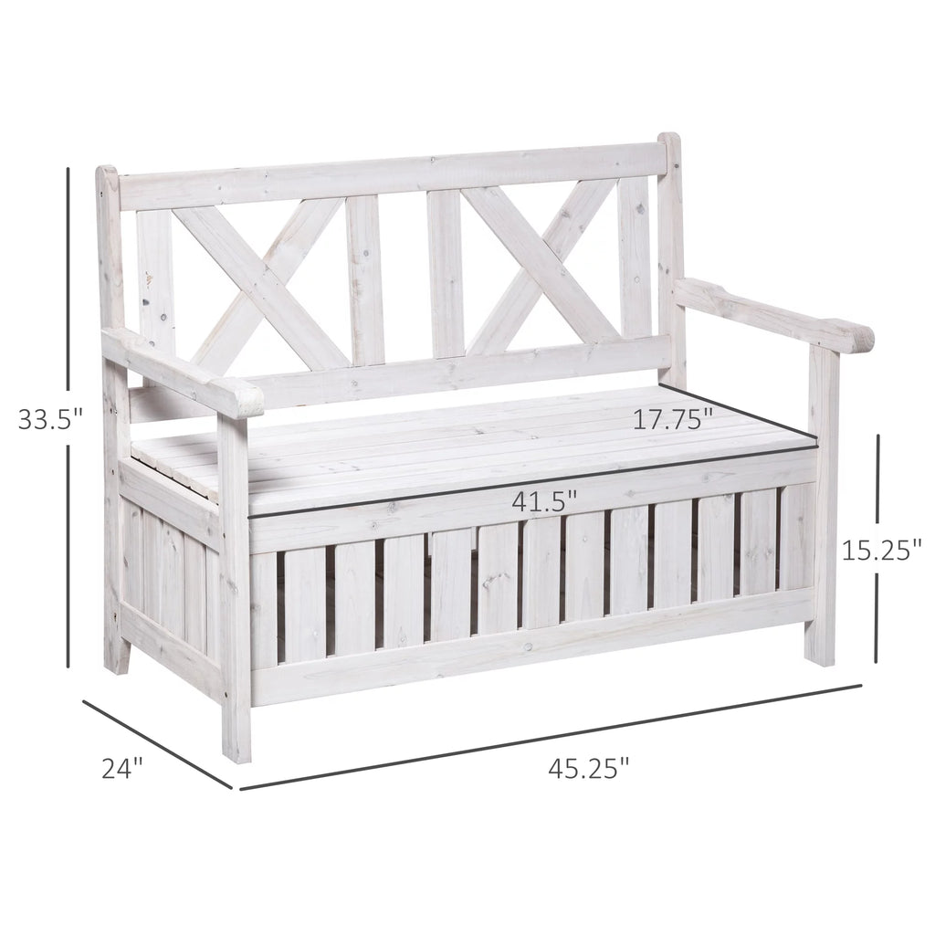 White Wooden Storage Bench Z419