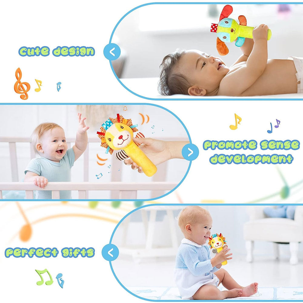 3 Pack Baby Rattles Toys Soft Rattle Sensory Toys Stuffed Animals Hand Grip Set I233555