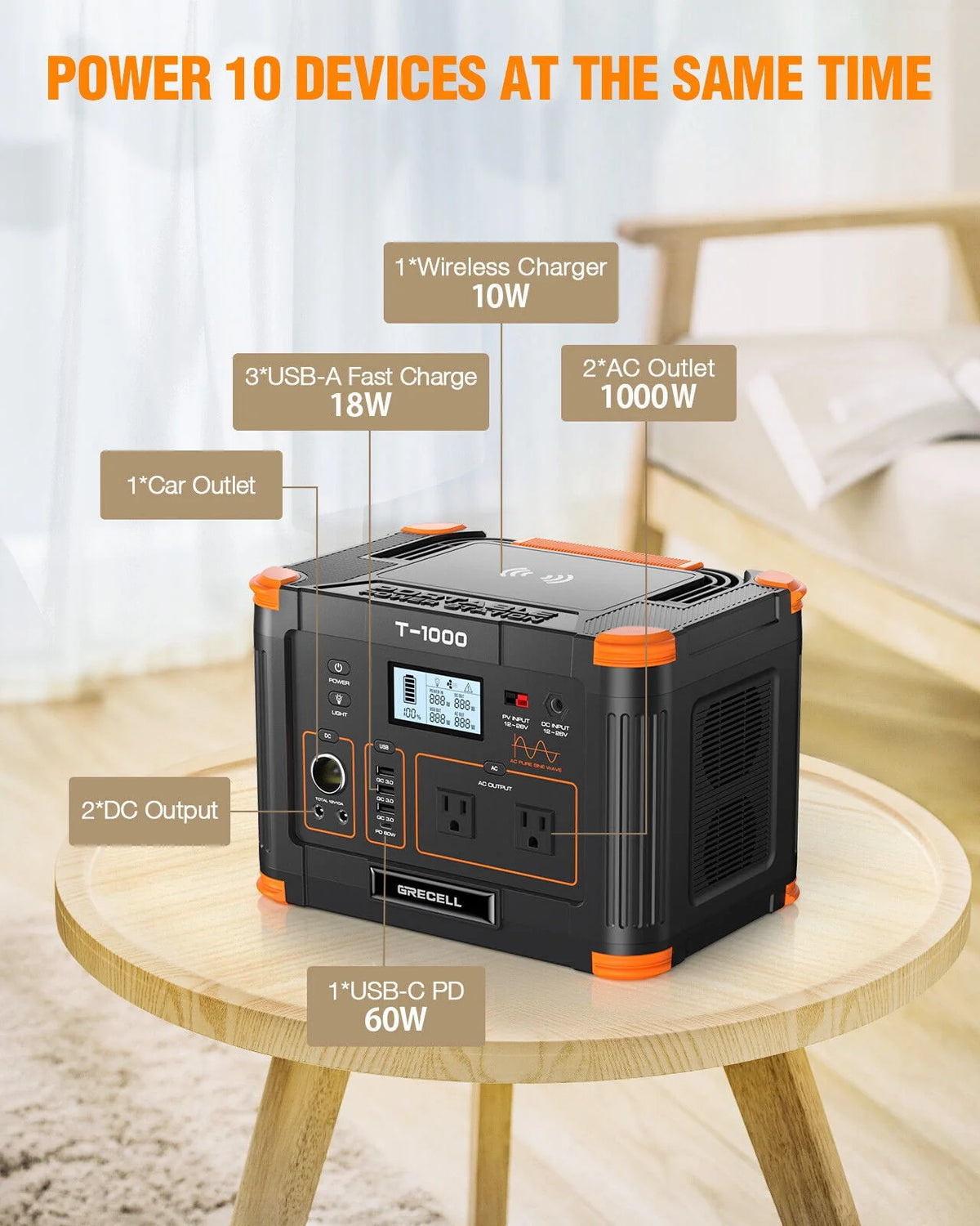 1000W Portable Power Station & 100W Foldable Solar Panel A62082