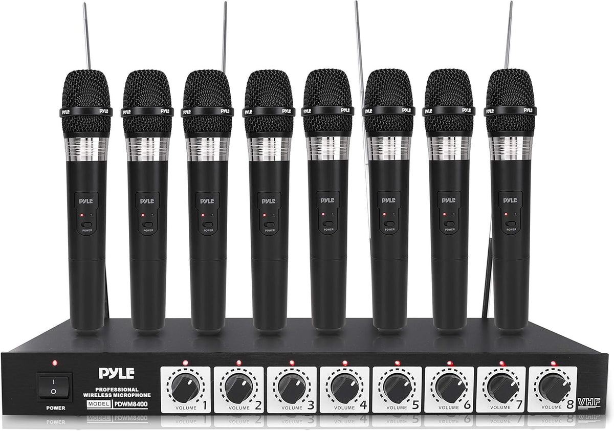 8 Channel Wireless Microphone System with 8 Handheld Microphones L136