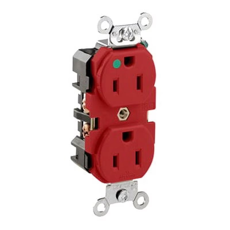 15A 125V Hospital Grade Duplex Receptacle, Red (10 Pack) Z877