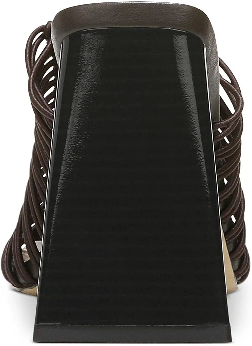 Caviar Brown Block Heel Slip On Squared Toe Mules F817