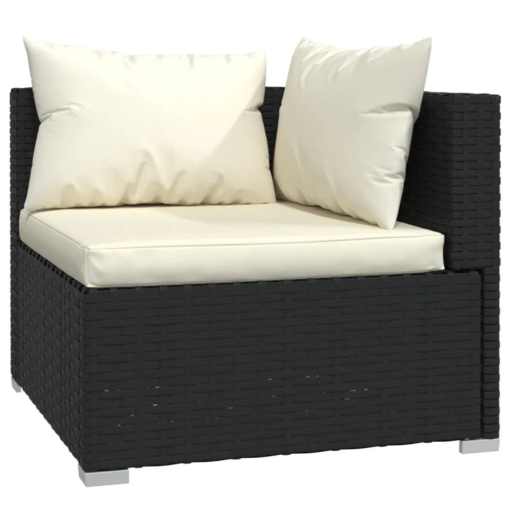 9 Piece Patio Set with Cushions Poly Rattan Black I43278