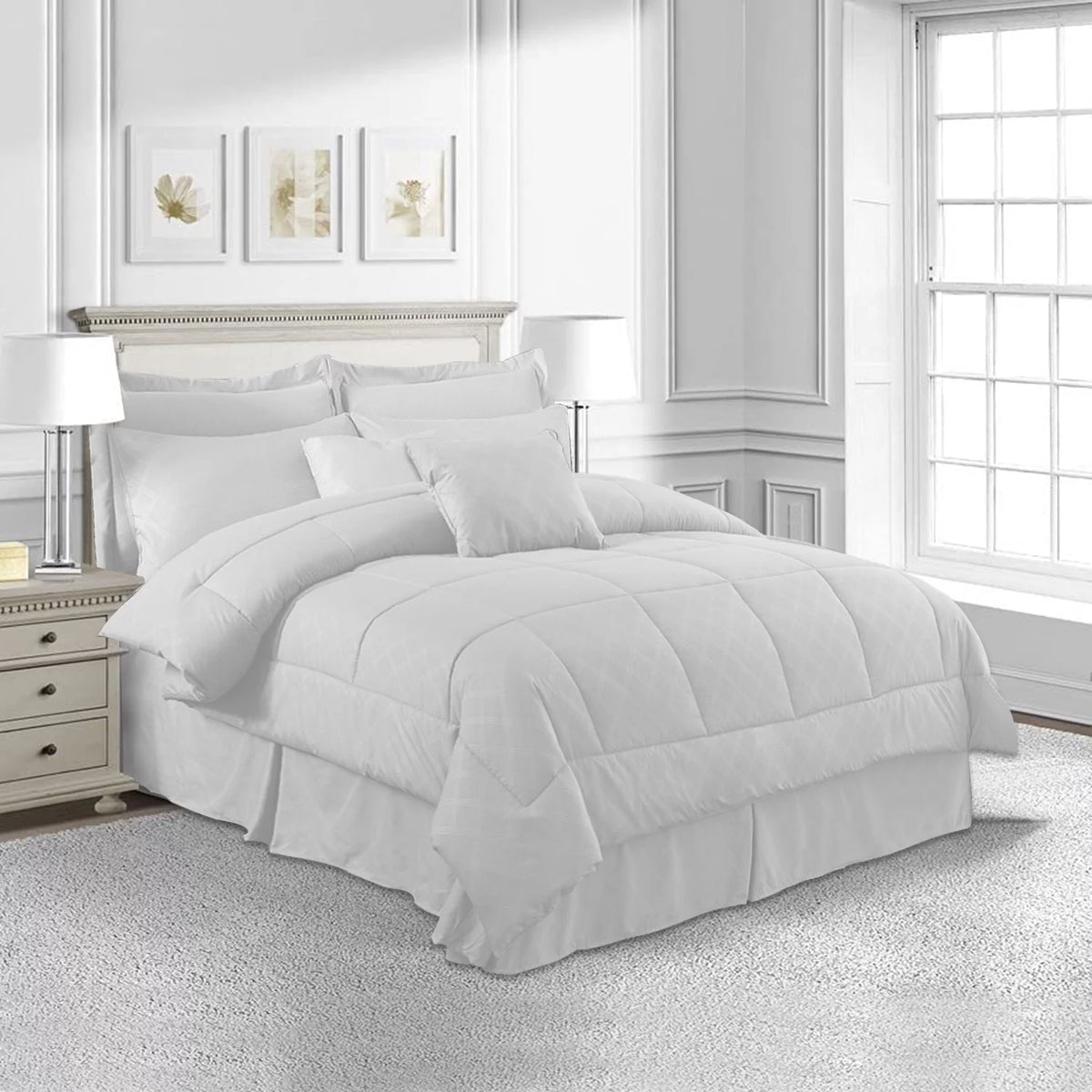 10 Piece Cal King Size Plaid Comforter Set T301273