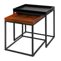 2 Piece Wooden Tray Top Nesting Table Set with Metal Frame, Brown and Black H636937