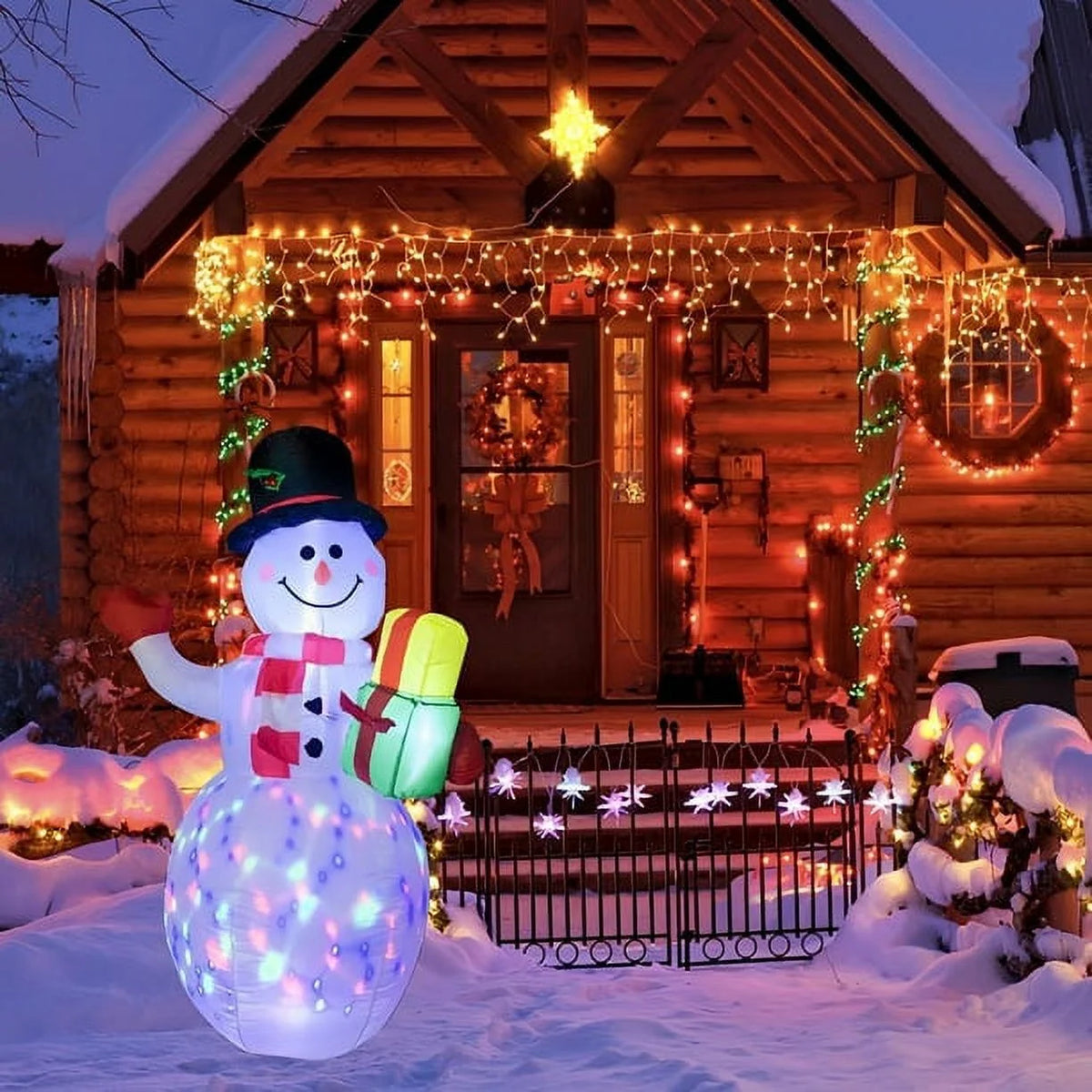 Snowman Christmas Inflatables with Rotating LED Lights F95545